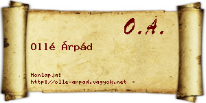 Ollé Árpád névjegykártya